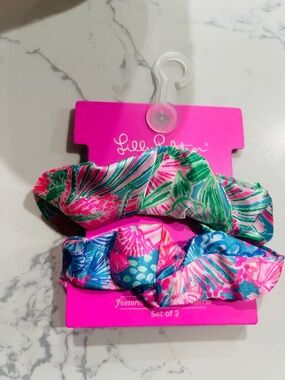 New Lilly Pulitzer Girls' Pink & Multicolor Scrunchie Set - 2 Pack